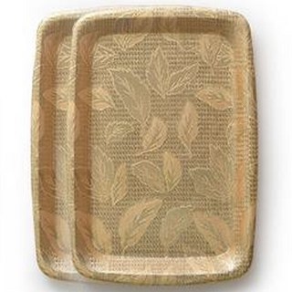 韓國製 Rohya 葉子圖案橢圓托盤 2入, 金色