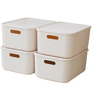 보노하우스 팬트리 정리 리빙박스, 크림, M(264 x 372 x 162 mm), 4개