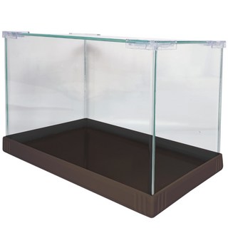 PET'S HANDLER 爬蟲水族烏龜缸 魚缸 + 玻璃蓋套組 CJ-R320G, 1套, 深棕色
