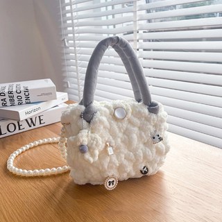 Claire 棉花糖雲朵包 珍珠鏈 DIY材料包 + 配件隨機出貨, 1套, 05 灰色