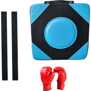 soonZAM 家用壁掛式拳擊運動靶沙包單品 + 2條背膠魔鬼氈 + 手套套組, 藍色(沙包), 隨機出貨(手套)
