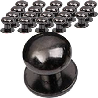 皮革工藝用和尚頭固定扣 8mm, 20個, 黑鎳