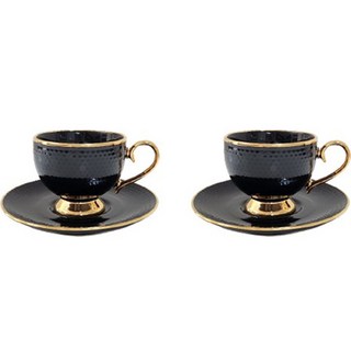 BELUZ CASA Vincent咖啡杯含杯盤 2件組, 1套, 黑色