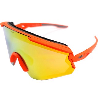 HILX RONIN 運動太陽眼鏡 滑雪護目鏡, 橘色(鏡框), 金色鏡面偏光(鏡片)