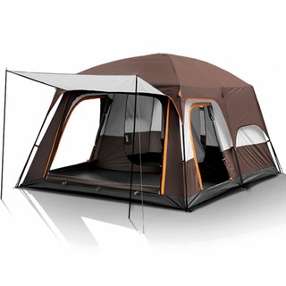 家庭露營客廳型帳篷, 4~6人用, 棕色