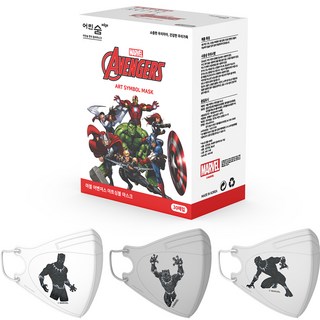 Eorinsum 漫威復仇者聯盟黑豹彩色鳥嘴口罩 S號, 30片, 1盒, 白色+銀色+淺灰色