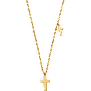 semijuwelry 女性用14k精緻素面十字架日常金項鍊 + 購物袋