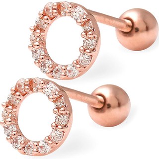 Miniart 女性用14K金針迷你圓形耳環2件套 MS438