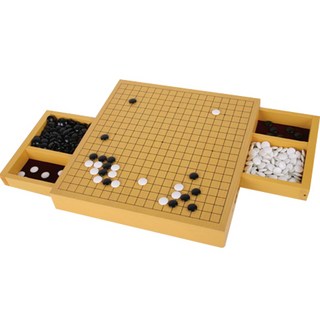 6 BROTHERS BADUK 抽屜式圍棋盤 小 + 圍棋子套組, 黃色(圍棋盤)