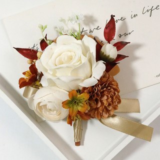 Ozni 擬真蜜桃襟花 胸花, 4號 白色, 1個