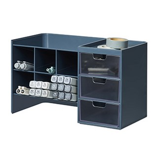 SYSmAX Hive Stack 1層桌面收納架, 1個, 普魯士藍 + 透明