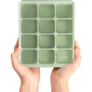 쁘띠누베 국내 제조 실리콘 멀티큐브 이유식 냉동용기 12구, 540ml, 셀라돈그린, 1개