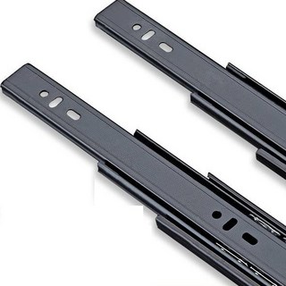 抽屜底部軌道滑桿 靜音 18 35公分, 銀色 + 黑色, 2個