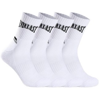EVERLAST 男士運動氣墊腳跟彩色線條中筒襪組, 4個, 白黑色