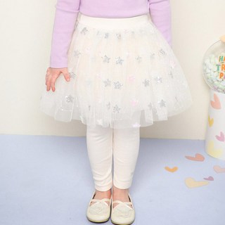 JELISPOON 女童款星星亮片網紗褲裙