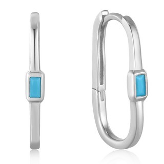 ANIAHAIE 女款綠松石點綴U形圈式易扣925純銀鍍銠耳環 E033-05H + 購物袋