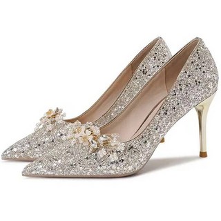 Paperments 珍珠花朵自助婚紗派對禮服鞋高跟鞋 01124 6cm