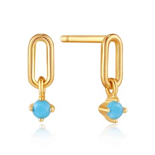 ANIAHAIE 女士鏈接垂墜綠松石耳釘 925銀14K鍍金耳環 E033-02G