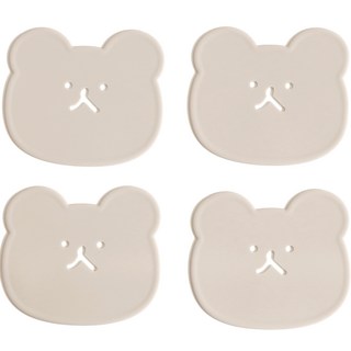 ade.l 小熊矽膠杯墊 4p, 米色