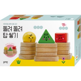 Blue Rabbit 原木圖形教具 旋轉堆疊塔 12件, 混色, 1個