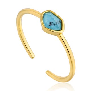 ANIAHAIE 女性綠松石開口戒指 925銀 14K鍍金戒指 R014-01G + 購物袋