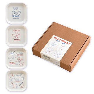 Monolike Ollimolli 正方形託盤 4件組 繪畫風, 1套, 混色