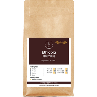 더치앤빈 에티오피아 예가체프 로스팅 원두커피, 500g, 홀빈(분쇄안함), 1개