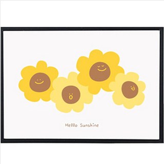 행복 해바라기 포스터 + 액자 세트, 블랙, 1개