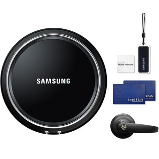 SAMSUNG 三星 SDS 數位門鎖 SHP-A20+玄關燈 黑色+鑰匙扣 隨機出貨+鑰匙圈 隨機出貨+卡片型智能鑰匙 2入組, SHP-A20