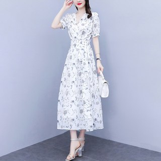 아뗄릭 모던 패턴 반팔 허리 랩 미디 원피스 02045 빅사이즈 포함