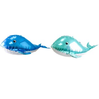 PARTYSHOW 胖嘟嘟小海豚鋁箔氣球 藍色 2p + 薄荷綠 2p 套組, 1套, 混色