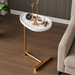 DIMOEO 迷你橢圓邊桌, 白色的