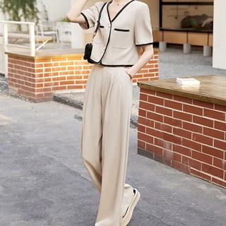 ATTERLIC V領短版西裝外套 寬褲 夏季正裝 兩件式套裝 02303