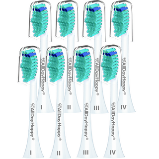 AllDayHappy飛利浦電動牙刷兼容電動牙刷頭HX6014-P, HX6014-P, 白色, 8個