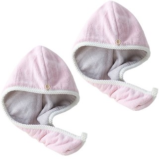 Dasa.com 柔軟連帽乾髮巾 24 x 64 cm, 灰粉色, 2個