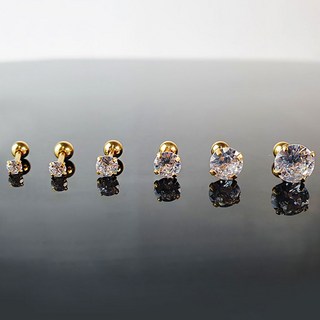 gelluna 女性醫療鋼方晶鋯石球形耳環6件組