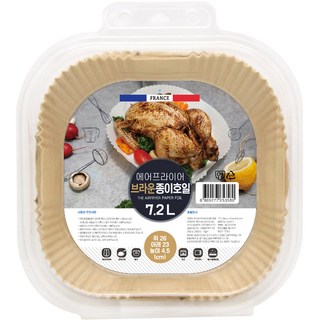 에어프라이어 사각 브라운 종이호일 7.2L, 90개입, 1개