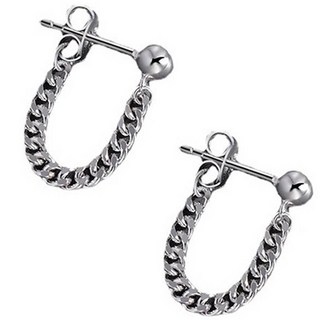 石頭飾品 男士穿刺型鏈條耳環 2入