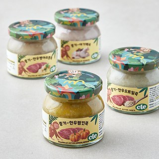 푸드케어 중기 7~8개월 클레 프로틴 이유식 한우오트밀죽 150g + 한우펌킨죽 150g + 한우병아리콩죽 150g + 아기백숙 150g 세트, 600g, 1세트