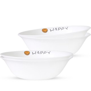 Bacile 快樂微笑大麵碗, 白色, 4個