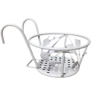 青林 園藝 陽台 露台 欄杆 歐洲風格 掛式花盆籃, 白色