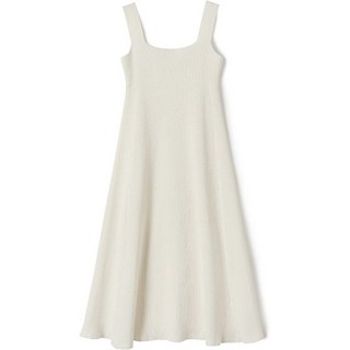 TheSirup 女款彈性A字長版無袖洋裝, 白色