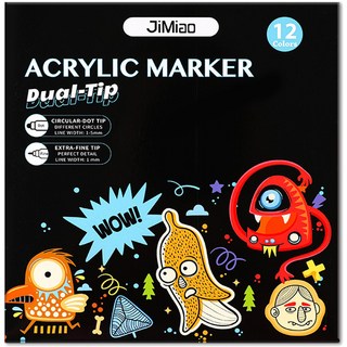 Dong-A PMS JIMIAO 雙頭壓克力馬克筆組, 12色, 1套