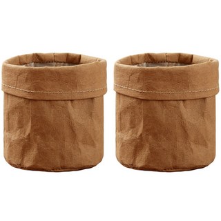 굿샵 황마 크라프트 안감 방수 레트로 디자인 화분, 브라운, 2개