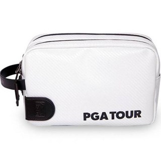 PGA TOUR 碳纖維鈔票夾雙拉鍊高爾夫手拿包, 白色