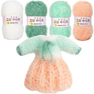 yarna 한복 수세미 뜨개질 DIY 패키지 2번, 1개, 101 흰색, 163 페일민트, 134 베이비민트, 153 소프트만다린