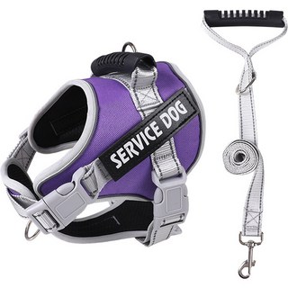 강아지 빛반사 하네스 안장형 리드줄 세트, 4 퍼플, 1개
