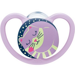 NUK 嬰兒太空夜光安撫奶嘴, S2(6~18個月), 貓咪, 1個