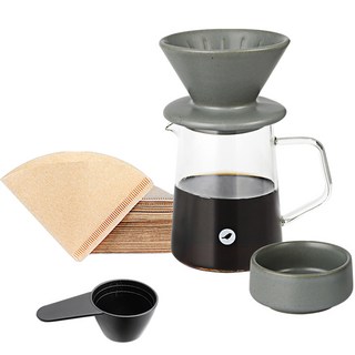 KALDIN 手沖咖啡簡約組合包 CG-D01F, 500ml, 分享壺 + 海綠色濾杯 + 50張濾紙 + 量匙