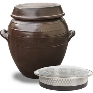 長壽甕器 陶甕與玻璃醬缸蓋, 1套